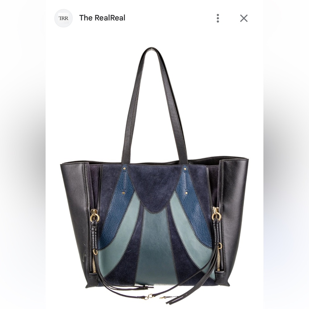 Chic Black and Blue Designer Tote Bag - Picture 2 of 14